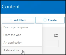 Add the cloud store as a data store item in the portal Add the cloud store as a data store item in the portal
